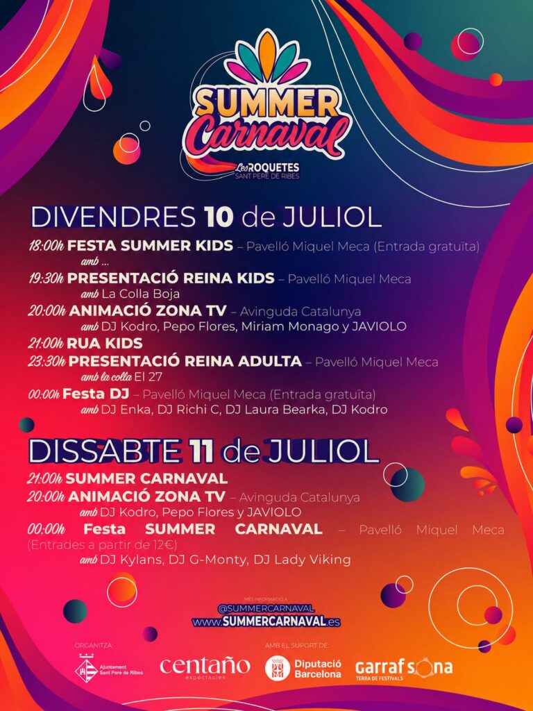 El Summer Carnaval Les Roquetes 2026 omplirà de música, color i festa els dies 10 i 11 de juliol